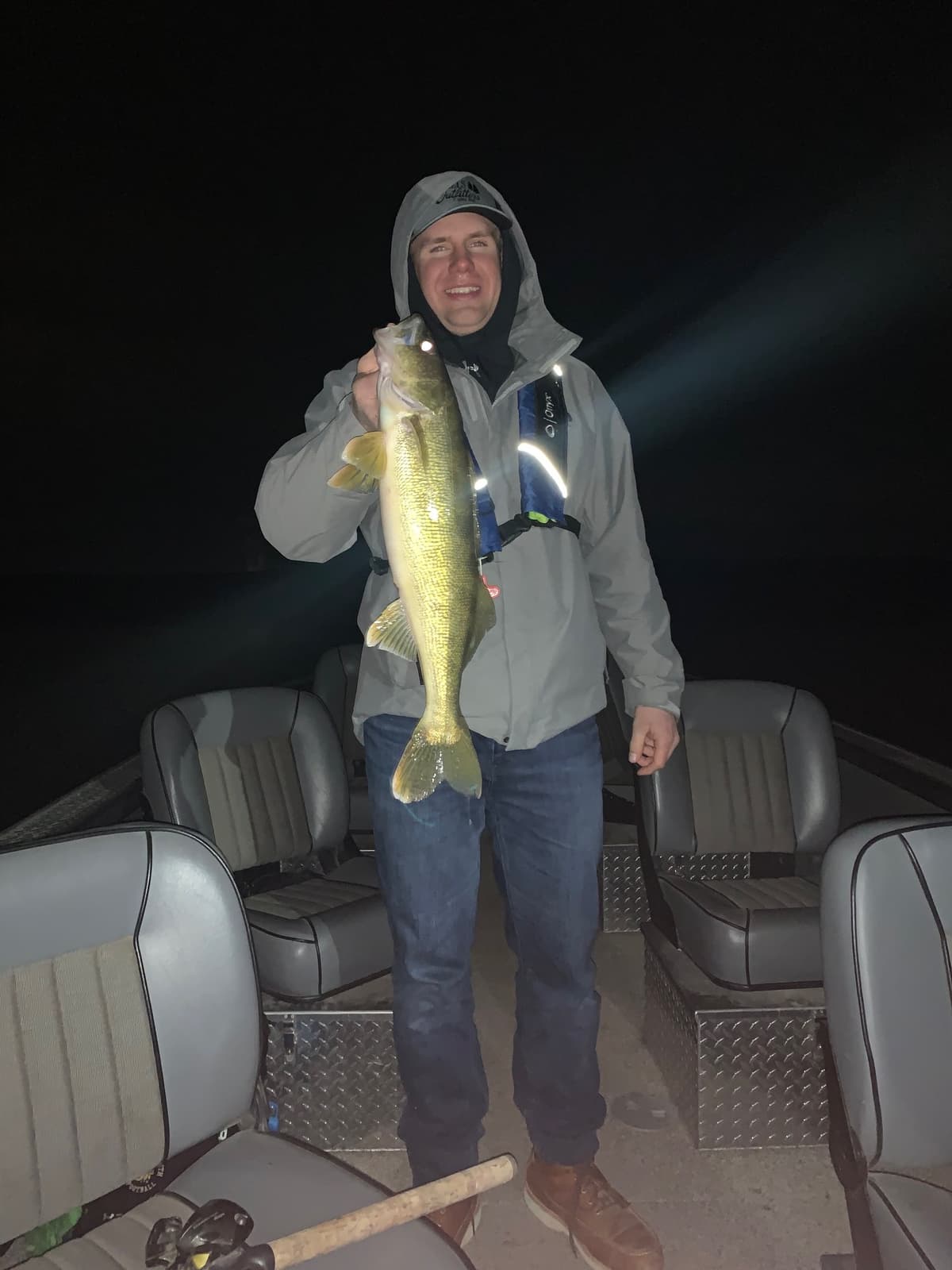 Walleye caught during night guided fishing trip on the Columbia River